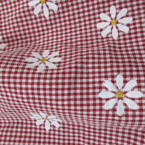 Shein A-Line Dress‎ Red Gingham Daisy Printed Pleated Sleeveless Casual Pullover - Picture 4 of 10